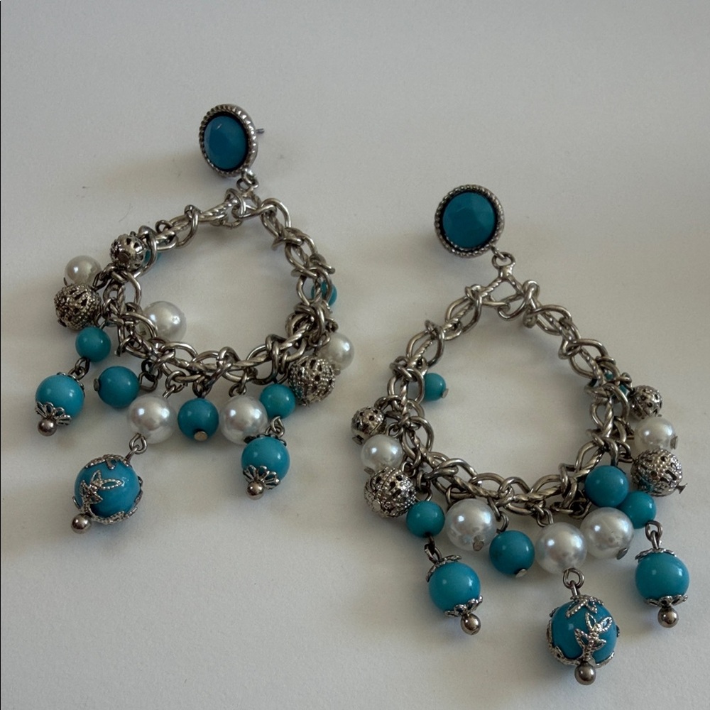 Elegant Silver and Blue Dangle Earrings
